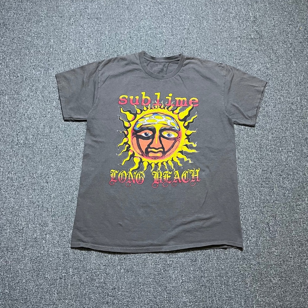 Sublime Graphic T Shirt Large Grey Long Beach Sun Logo Band Tee 40oz to Freedom